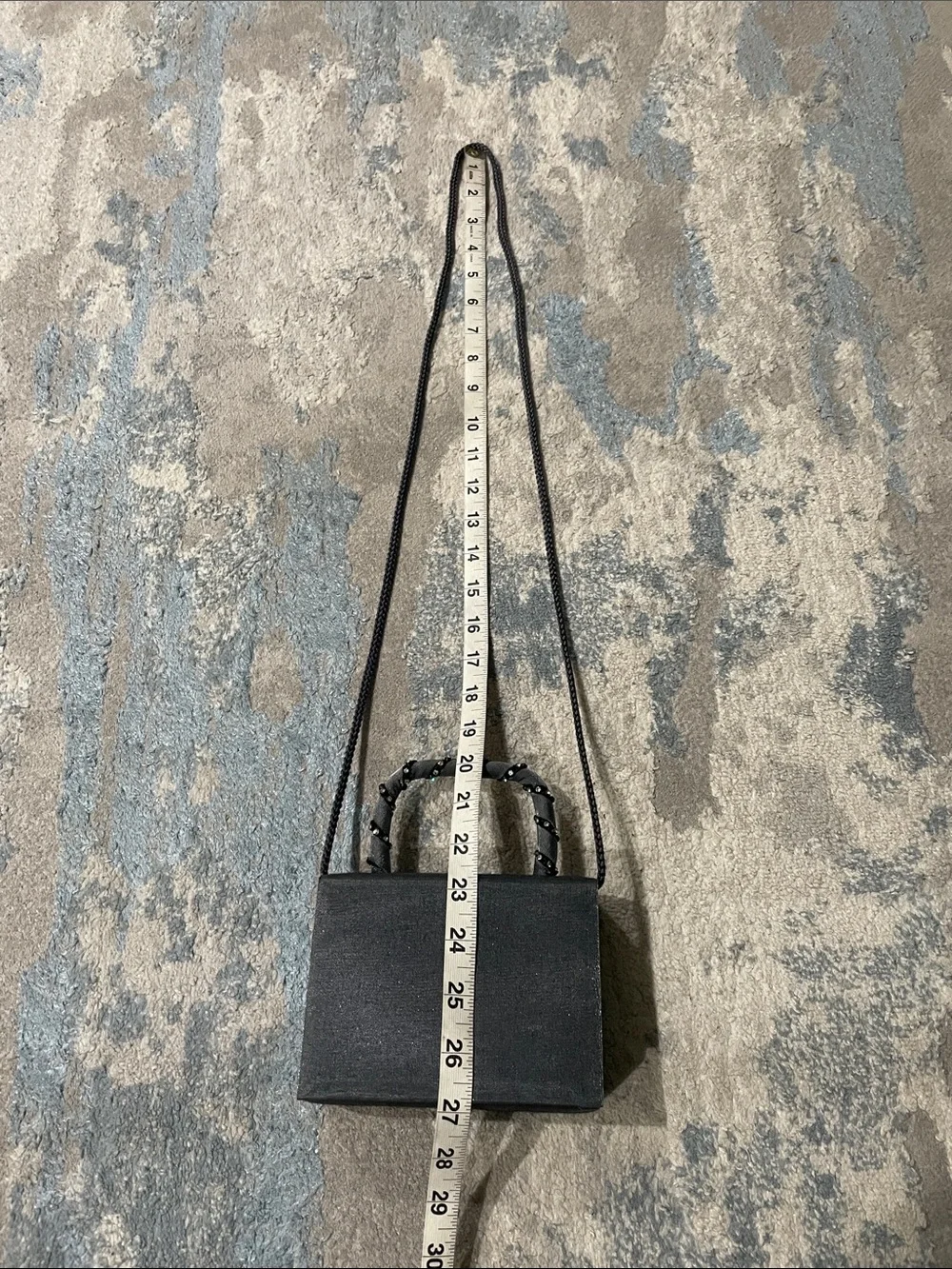 Vintage Gray Satin Structured Evening Mini Box Bag